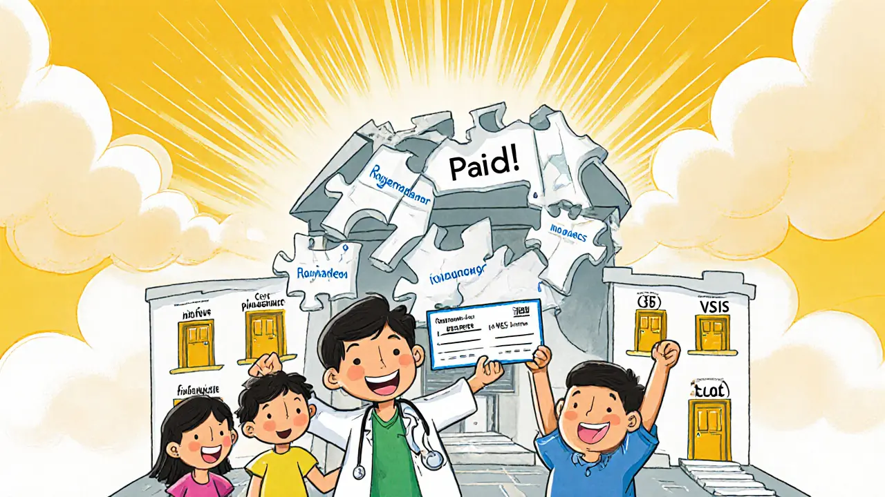 Семья радуется полученному возмещению, а здание страховой компании рушится на части.