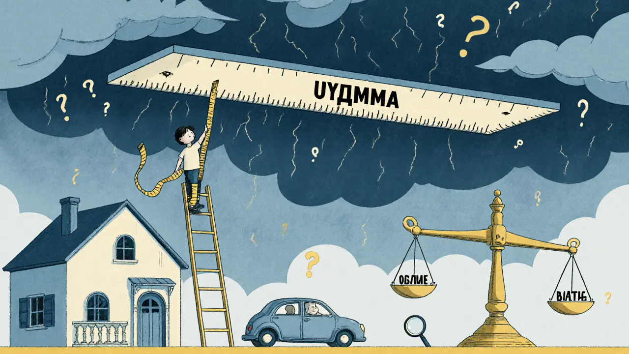 Ребёнок измеряет потолок с лимитом выплаты над домом и машиной.