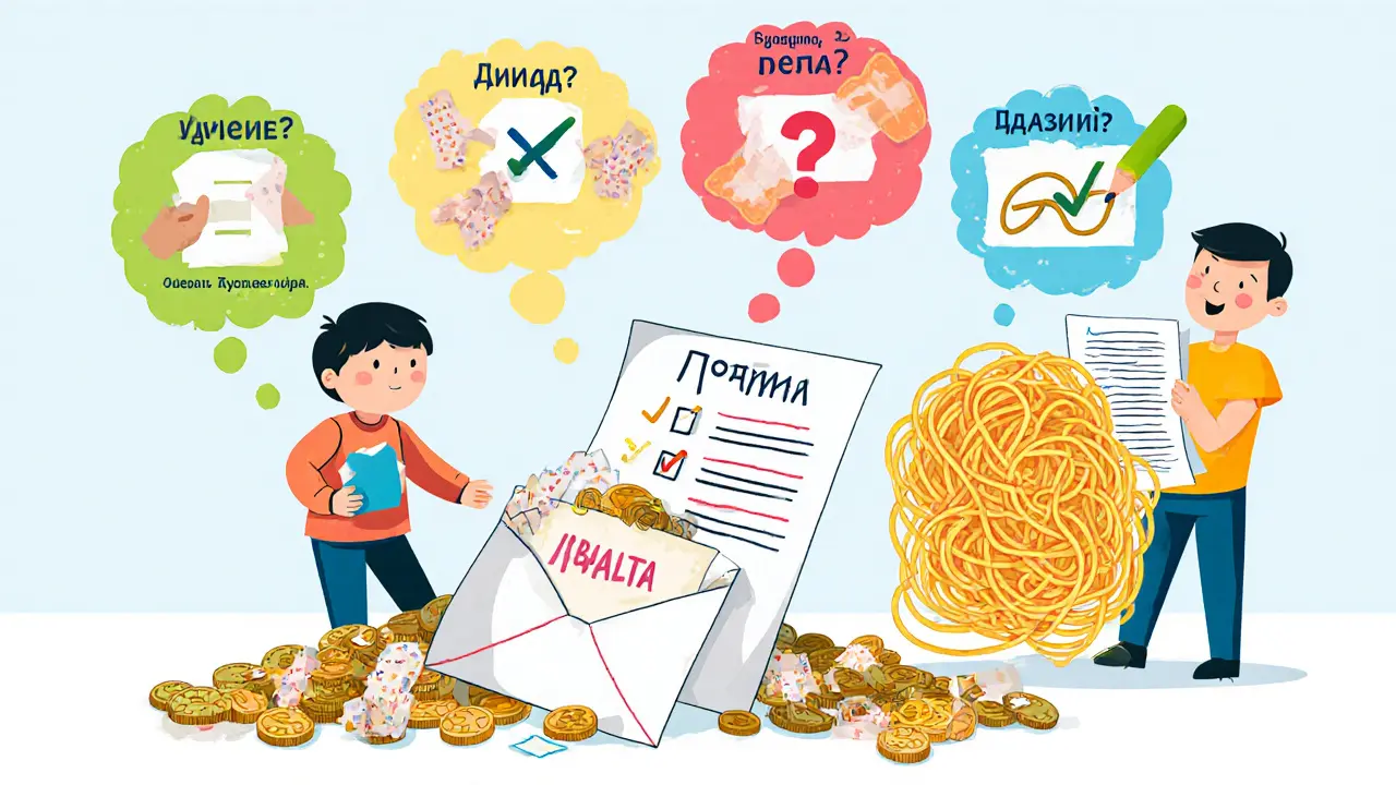 Ребёнок открывает письмо с выплатой, рядом — чек-лист понимания страховки.