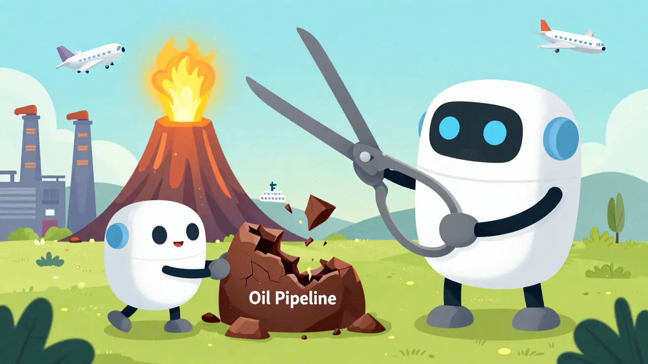 Роботы делят вулкан риска на две части, чтобы сохранить безопасность.