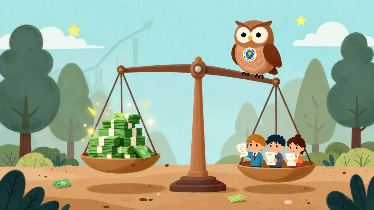 Весы с облигациями и депозитами, где облигации тяжелее, а над ними светятся звезды МСФО 17.