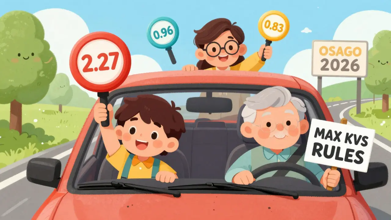 Семья в машине с разными коэффициентами страховки; самый большой коэффициент переворачивает машину.