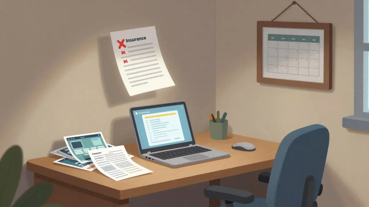 Рабочее место дома с документами, скриншотами и графиком, освещённое утренним светом.