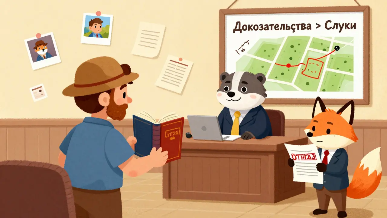 Фермер защищает свою страховку в суде с доказательствами, судья-барсук принимает его аргументы.