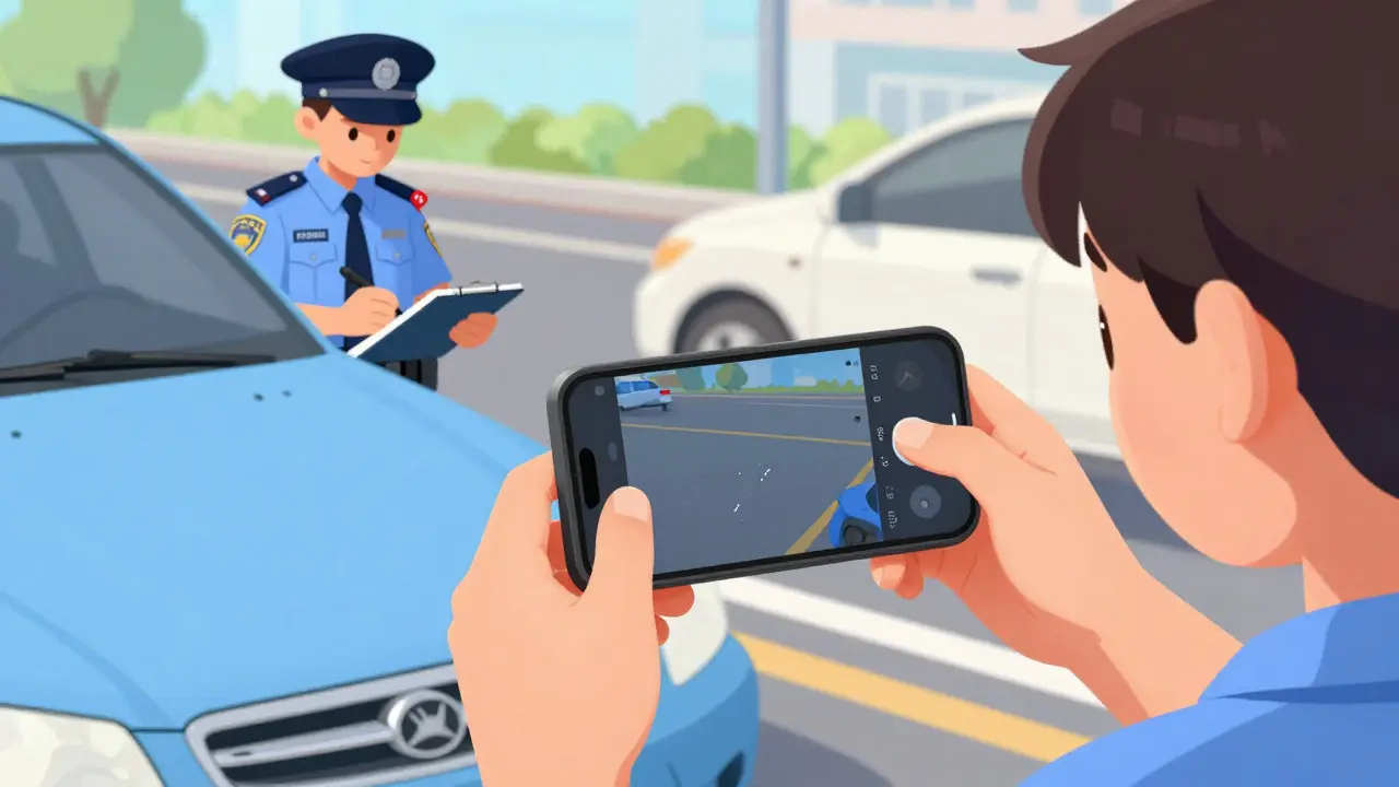 Фиксация ущерба фотоаппаратом при участии сотрудника полиции