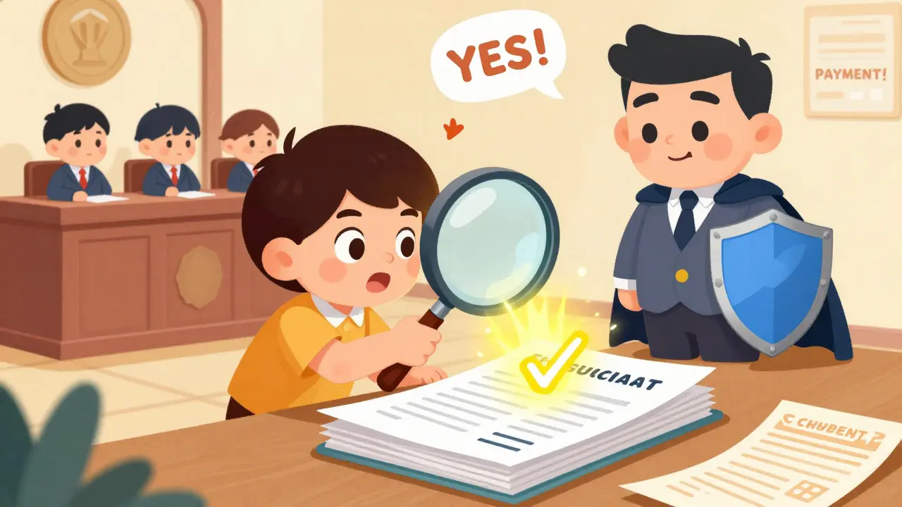 Ребёнок с документами и экспертом стоит перед финансовым омбудсменом — выплата одобрена.