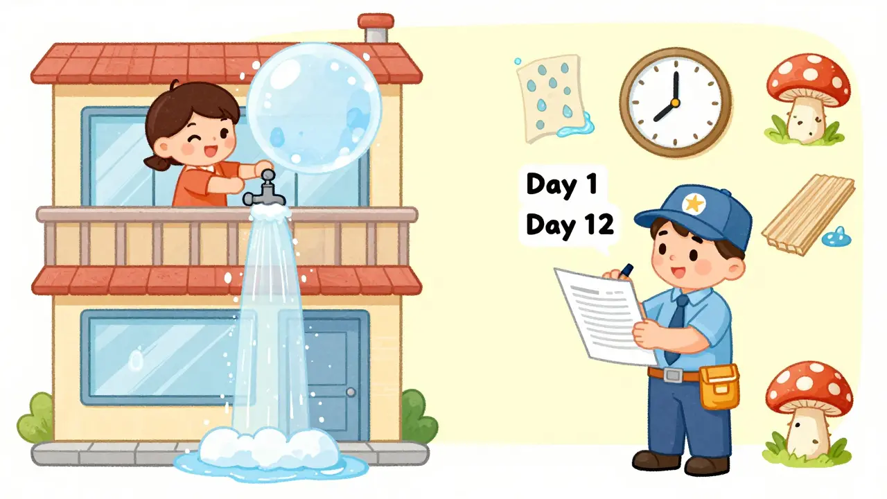 Сосед сверху льёт воду, внизу управляющая компания фиксирует повреждения в два этапа.