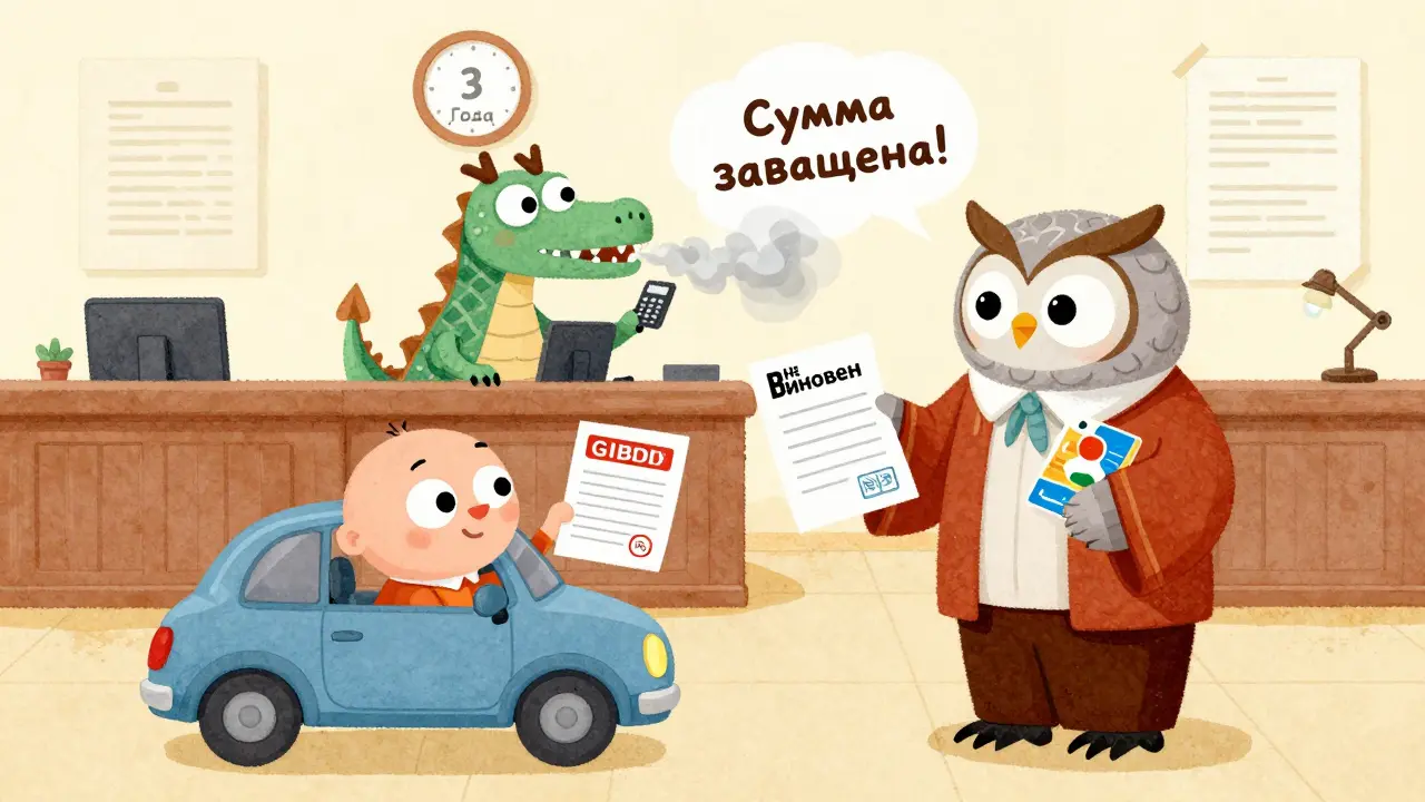 Судебный процесс с водителем, доказывающим свою невиновность, перед оwl-судьей, а страховая компания — дракон с завышенной суммой.