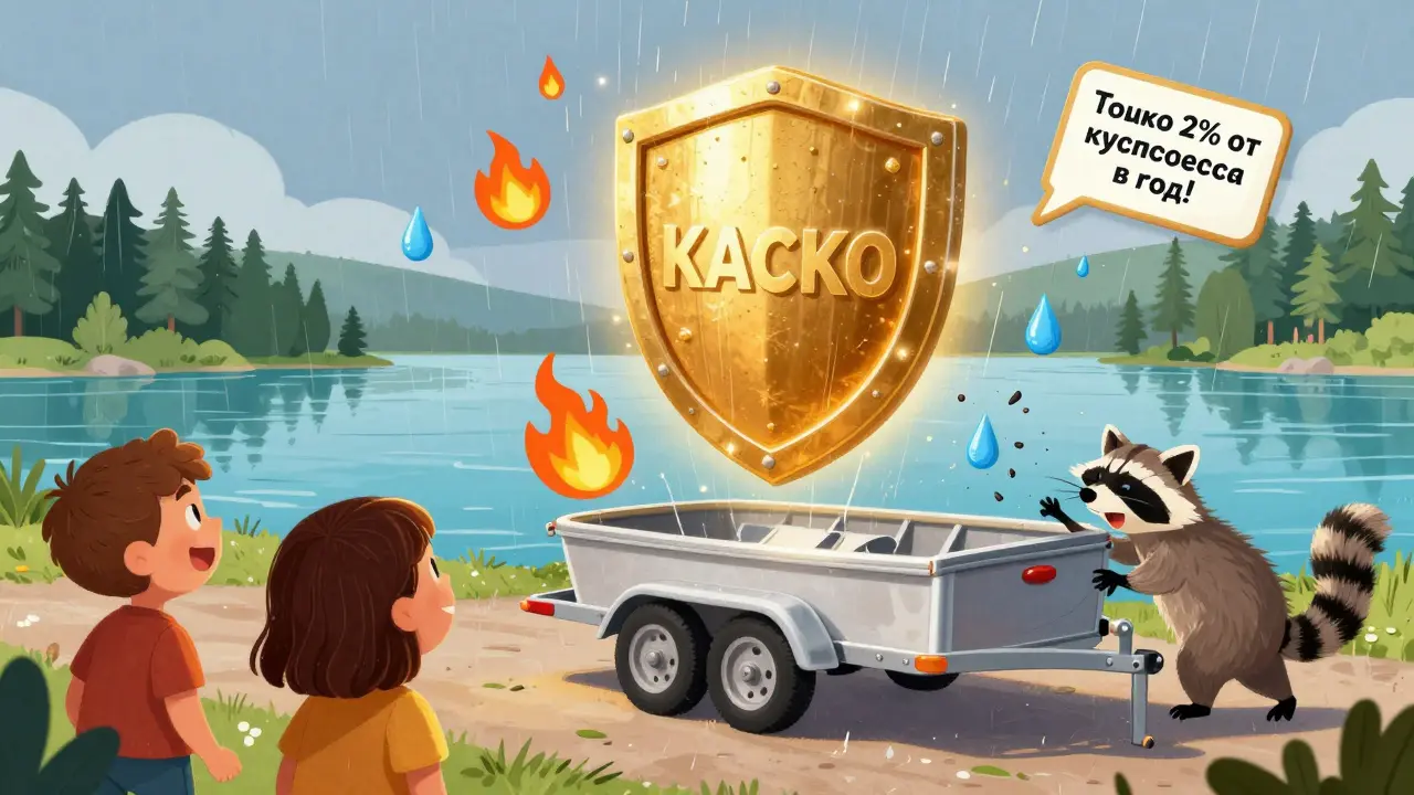 Защитный щит КАСКО охраняет лодочный прицеп от повреждений.