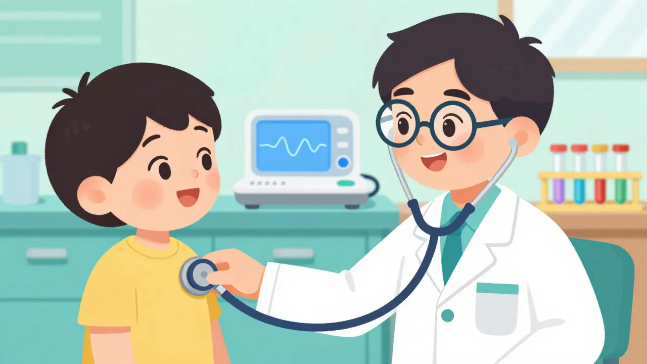 Дружелюбный врач проводит медицинский осмотр в яркой клинике