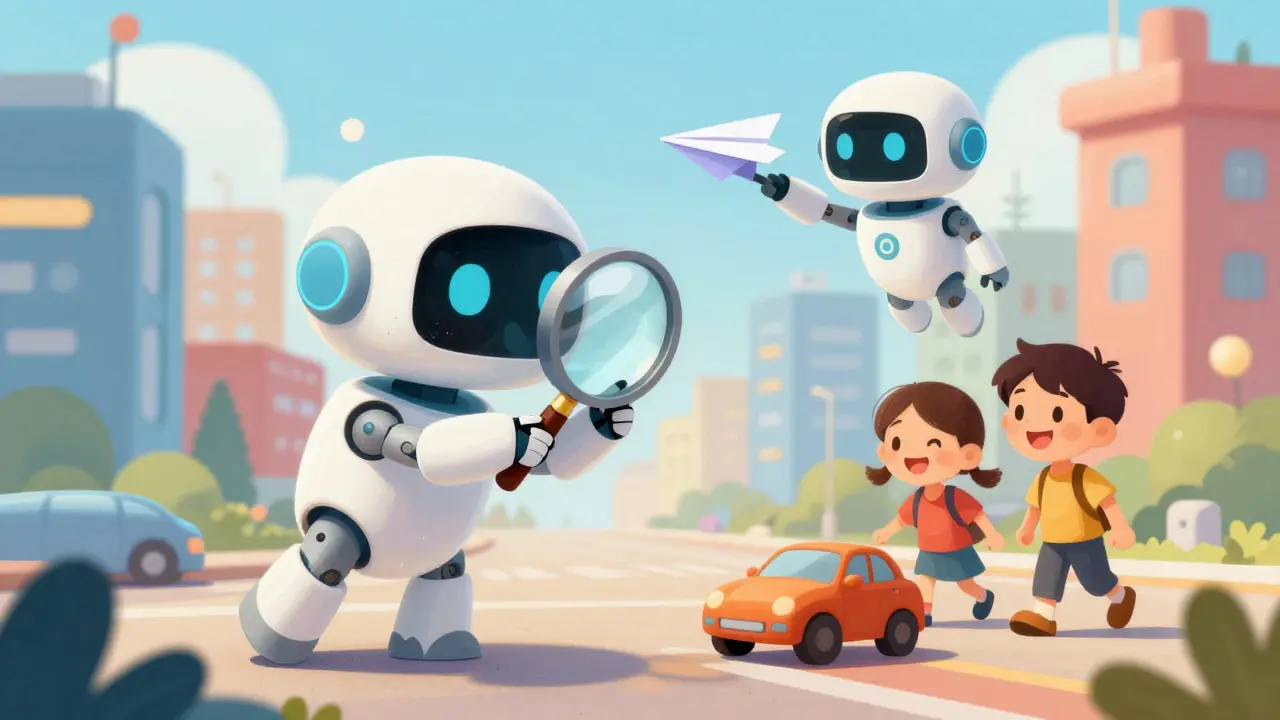 Милые роботы анализируют повреждения авто и отправляют уведомления в ярком сказочном городе