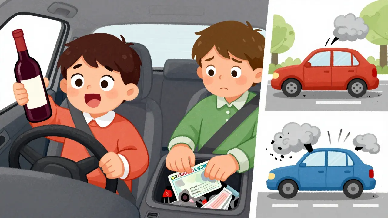 Примеры нарушений: алкоголь за рулем, отсутствие прав и побег с места аварии