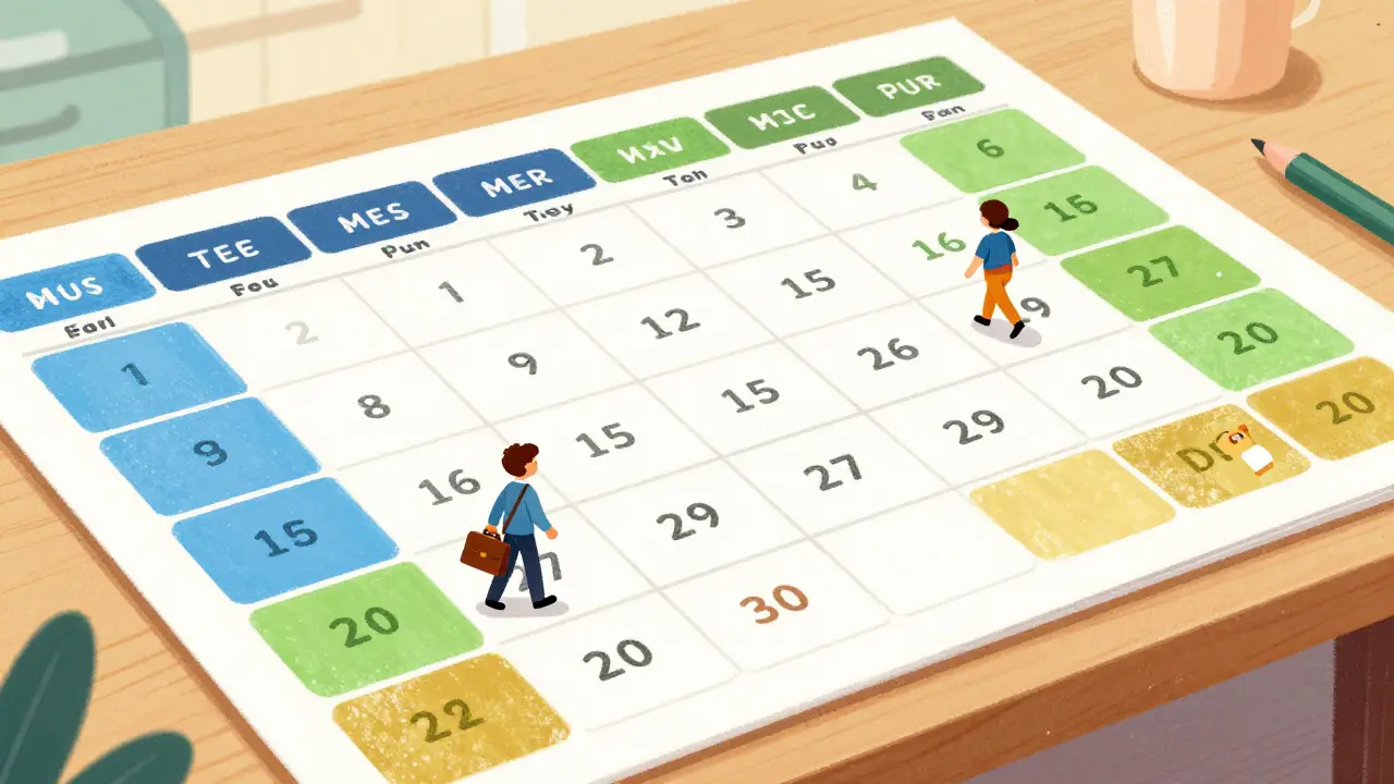 Разноцветный календарь с разными вариантами страхового покрытия