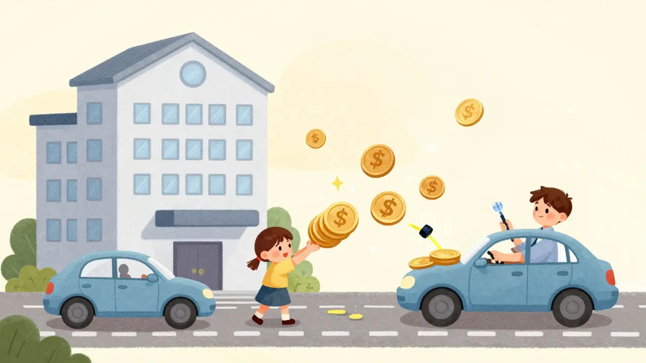 Схематичное изображение процесса выплаты денег от виновника через страховую