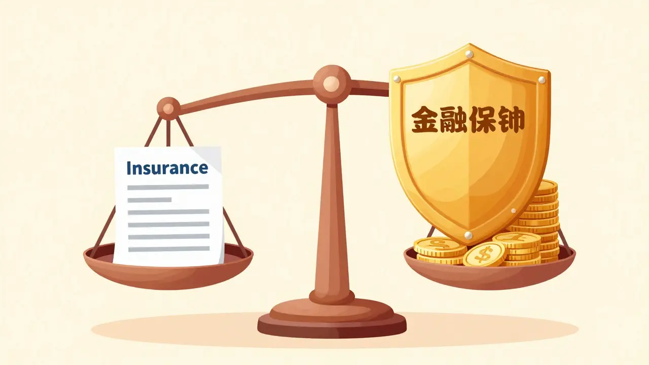 Сравнение маленького страхового полиса и большой финансовой подушки на весах