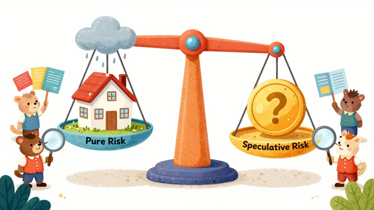 Весы с чистыми и спекулятивными рисками в виде домика и золотой монеты