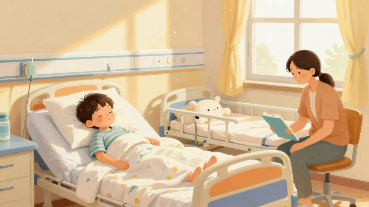 Родитель спит рядом с ребенком в детской больнице